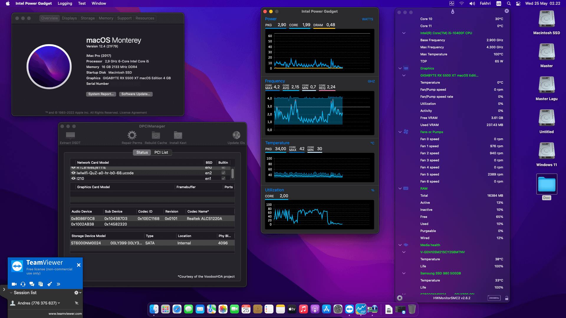 Success Hackintosh macOS Monterey 12.4 Build 21F79 in Asus ROG Strix B560-F Gaming Wifi + Intel Core i5 10400F + Gigabyte RX 5500 XT
